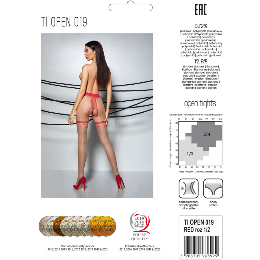 Tiopen 019 Red 3/4 Sheer Tights 20 Den