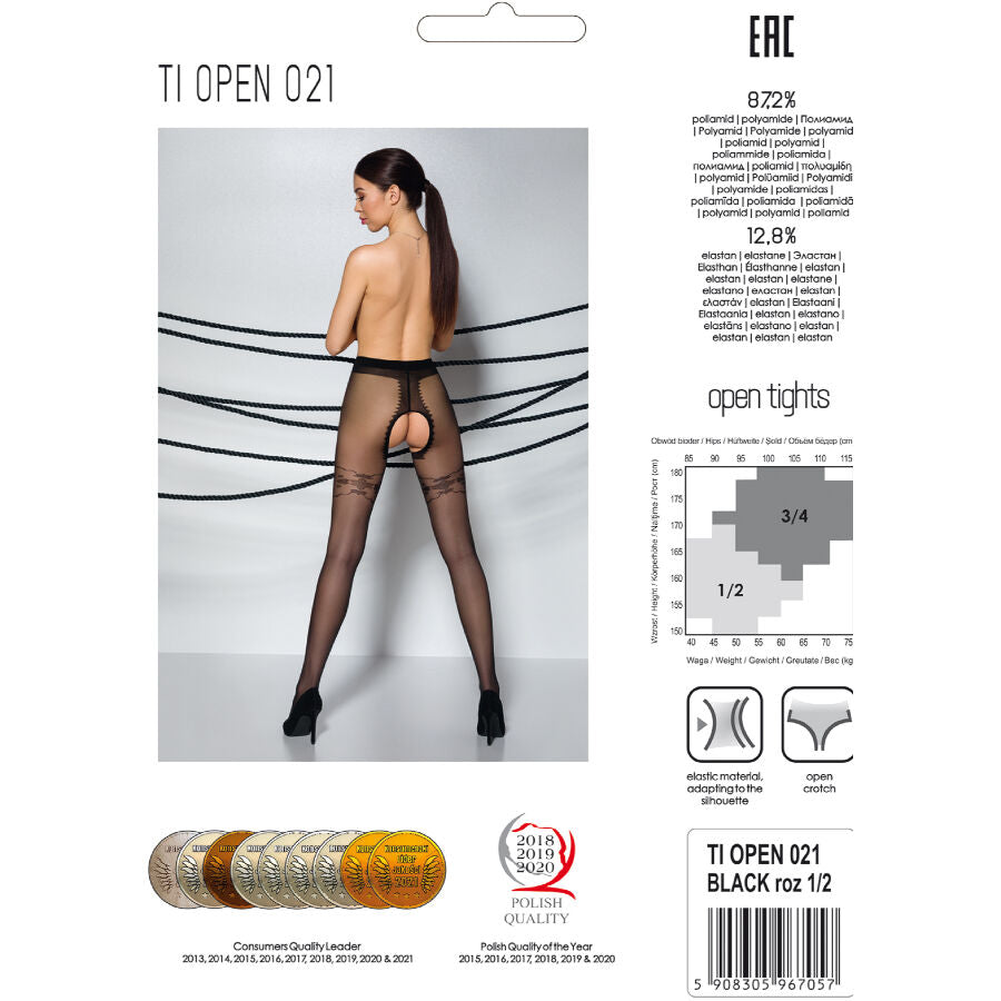 Tiopen 021 Black Sheer 3/4 Tights 20 Den