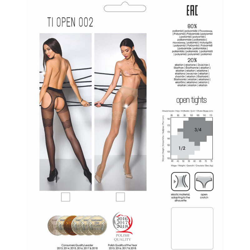 Tiopen 002 Black 3/4 Sheer Tights 20 Den