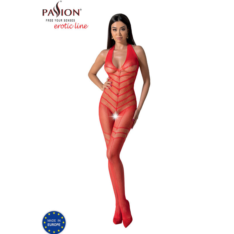 BS100 Red Fishnet Bodystocking