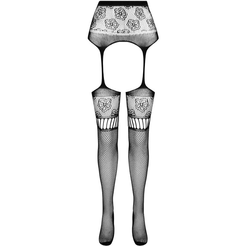 S030 Black Garter Tights - One Size