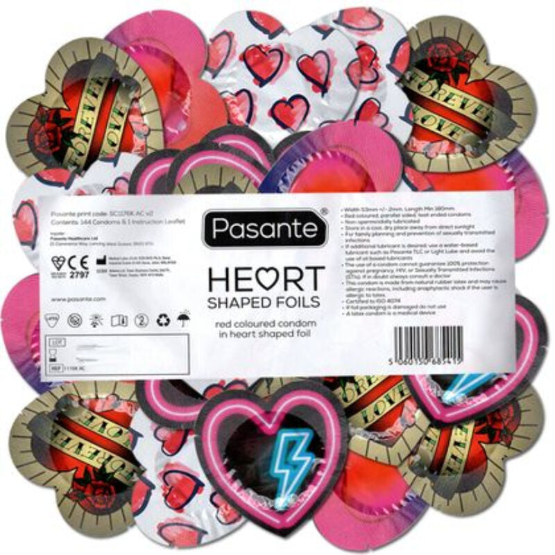 Red Heart Shape Condoms 144-Pack