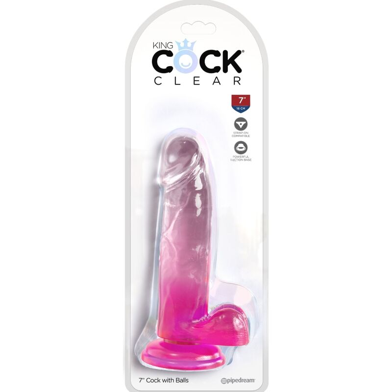 Clear Pink Realistic Penis With Balls 15.2cm