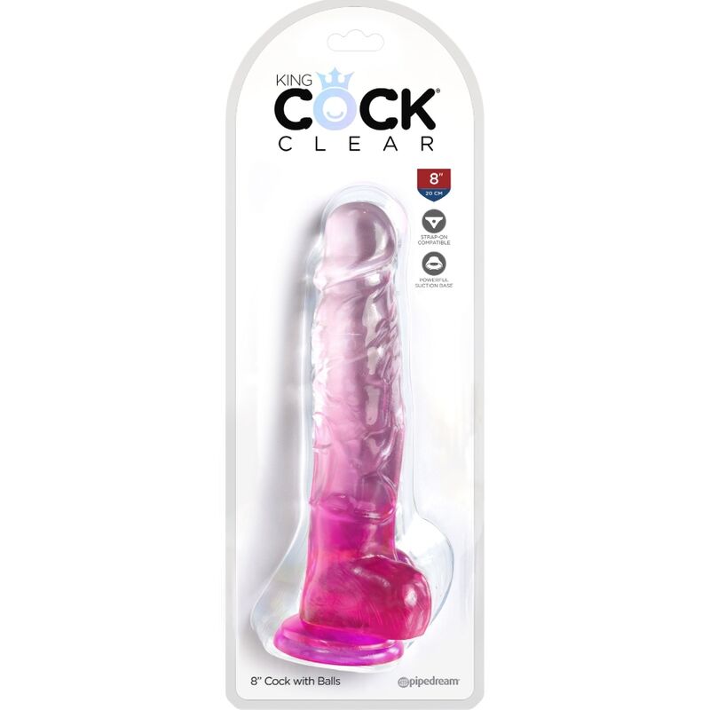 Clear Realistic 16.5cm Pink Dildo