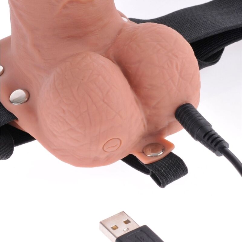 Rechargeable Vibrating Harness Dildo 17.8cm