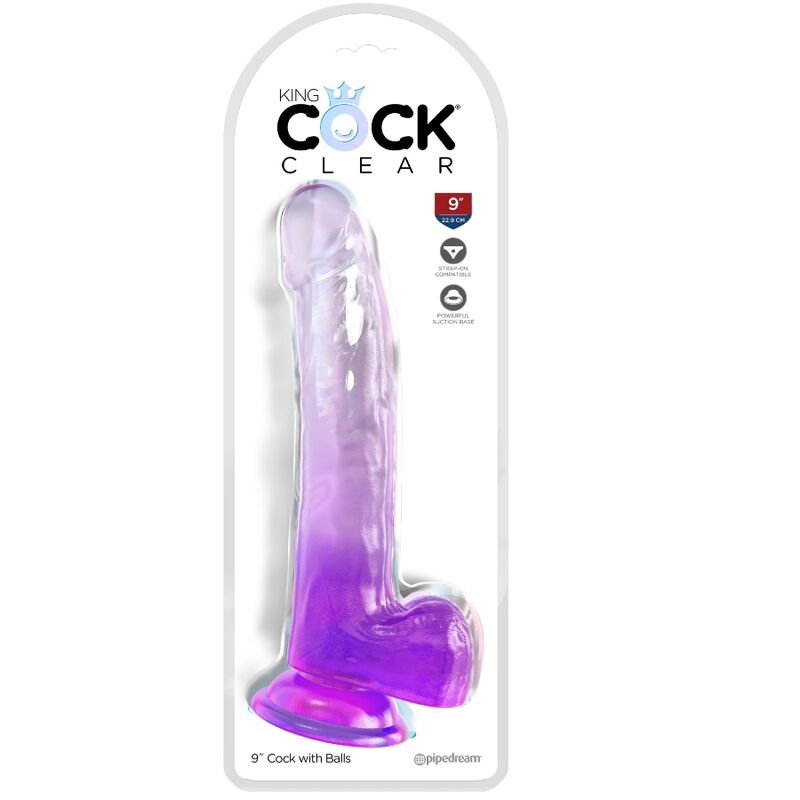Dildo Cristalino Roxo de 20 cm com Testículos