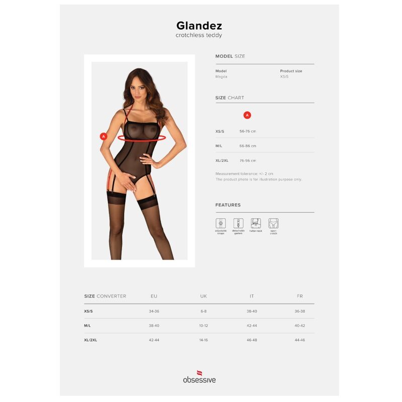 Glandez Teddy Crotchless Lingerie XL/XXL