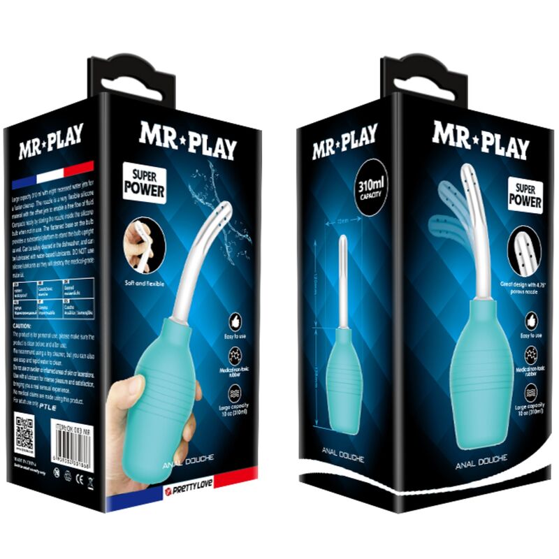 Blue Rubber Anal Pear Shower