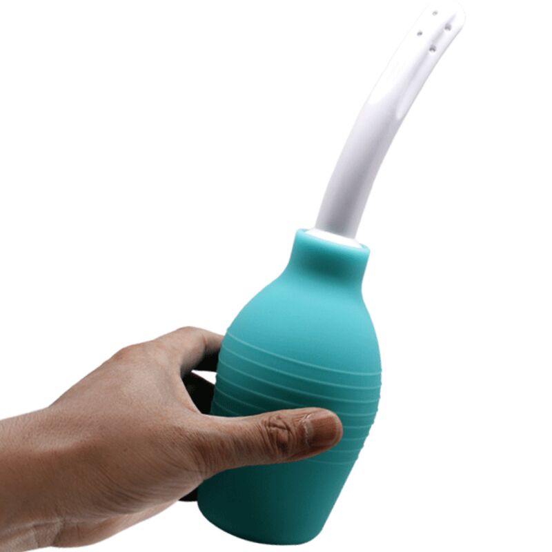 Blue Rubber Anal Pear Shower