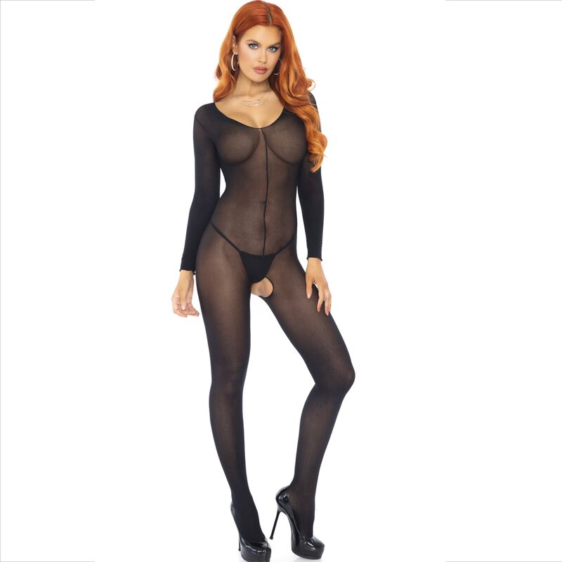 Seductive Black Long Sleeve Bodystocking
