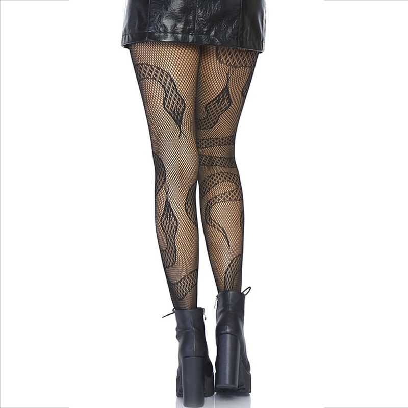 Black Snake Pattern Net Stockings