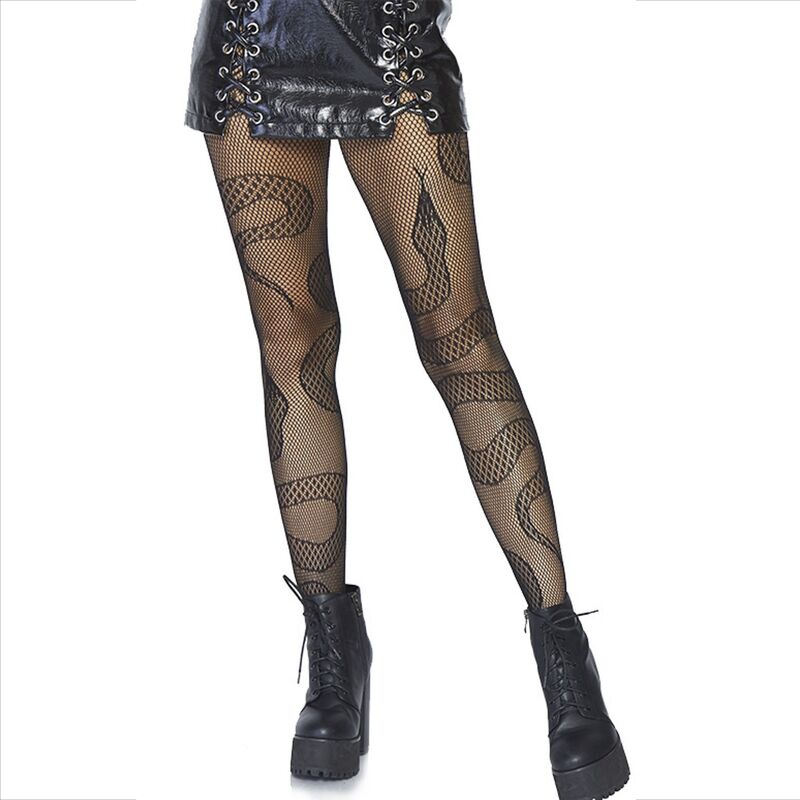 Black Snake Pattern Net Stockings