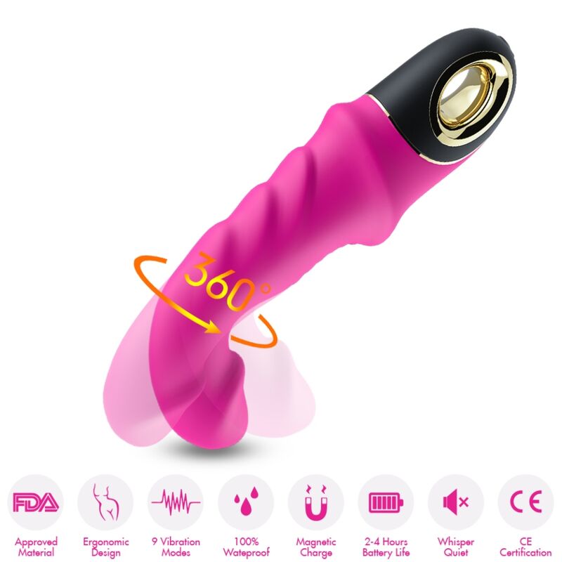Joyblade Rotating Vibrating Dildo - Fuchsia
