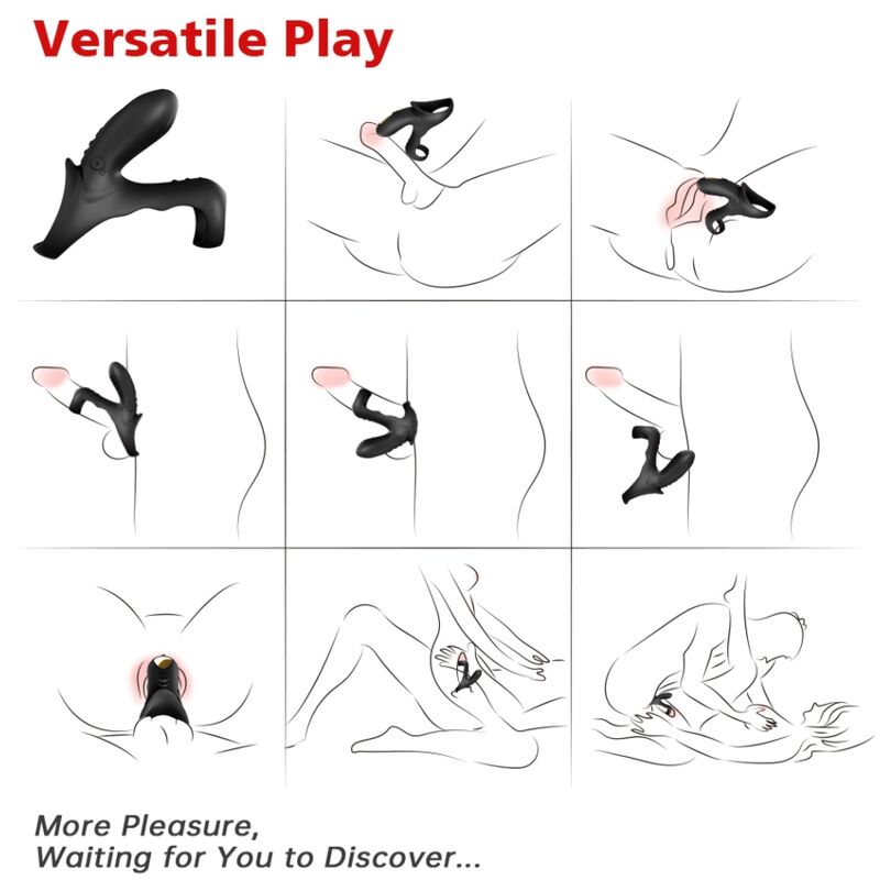 Ranger Double Vibrating Couples Ring - Black