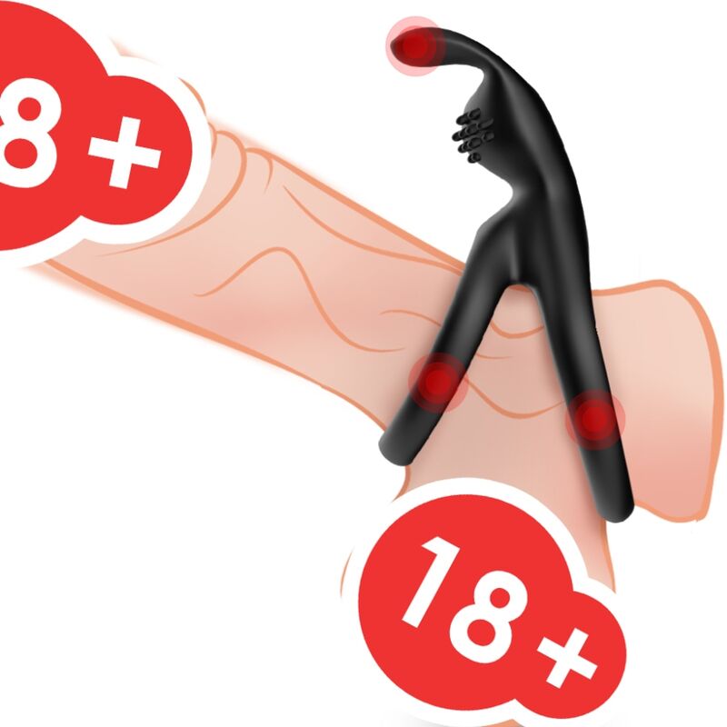 Tensy Double Rabbit Vibrating Ring Black