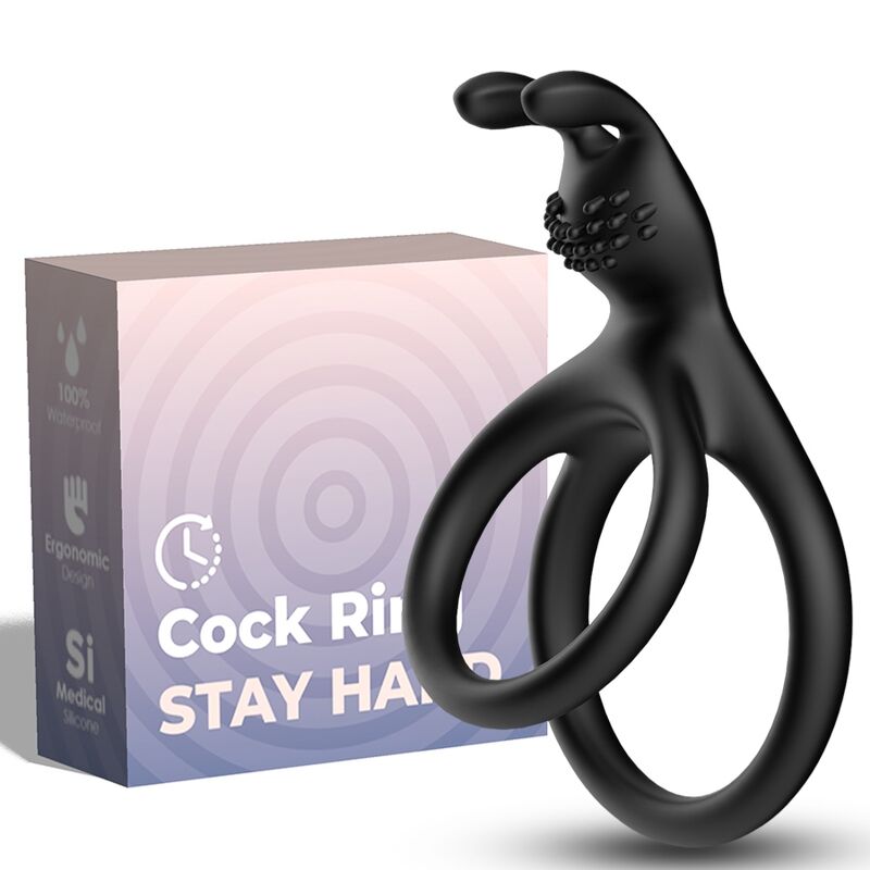 Tensy Double Rabbit Vibrating Ring Black
