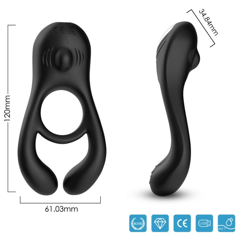Veyron Remote Control Double Vibrator Ring