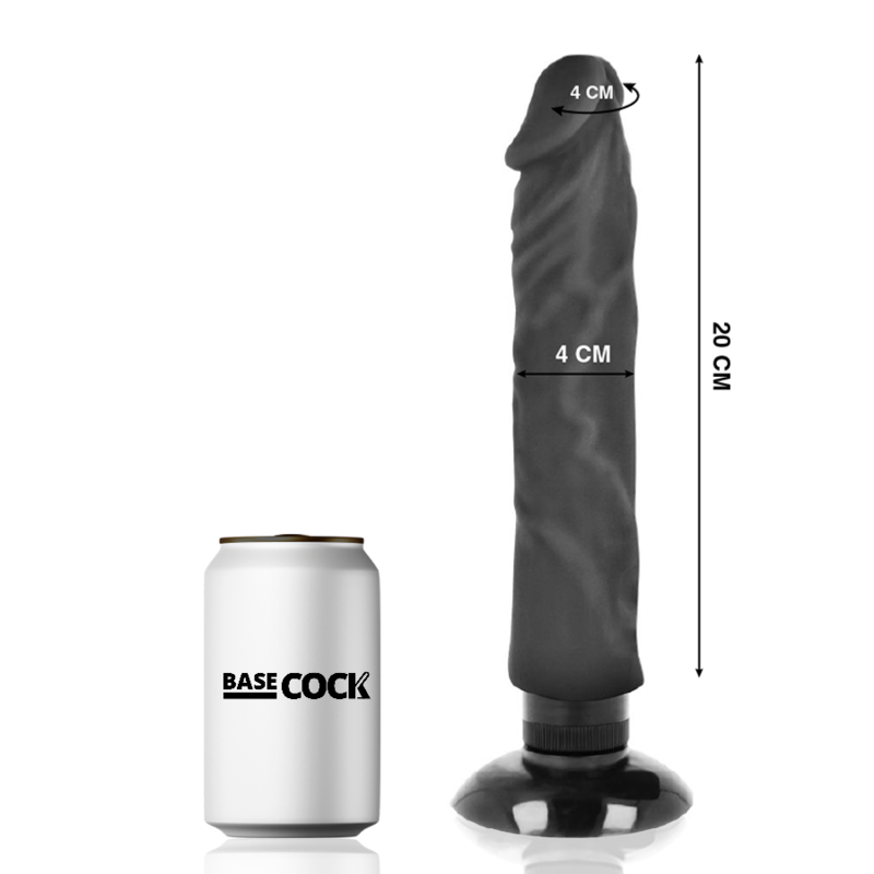Realistic 2-in-1 Black Vibrator 20cm