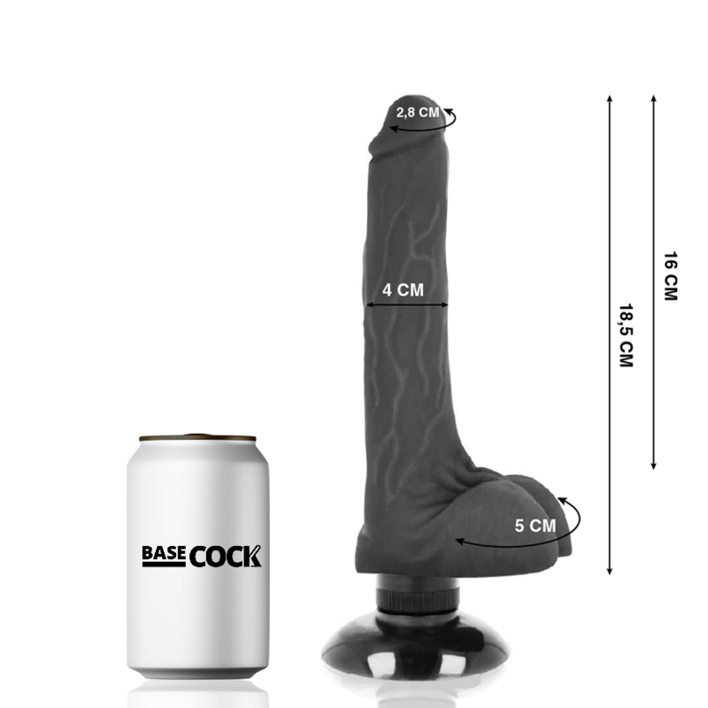 2-in-1 Realistic Black Vibrator 18.5cm