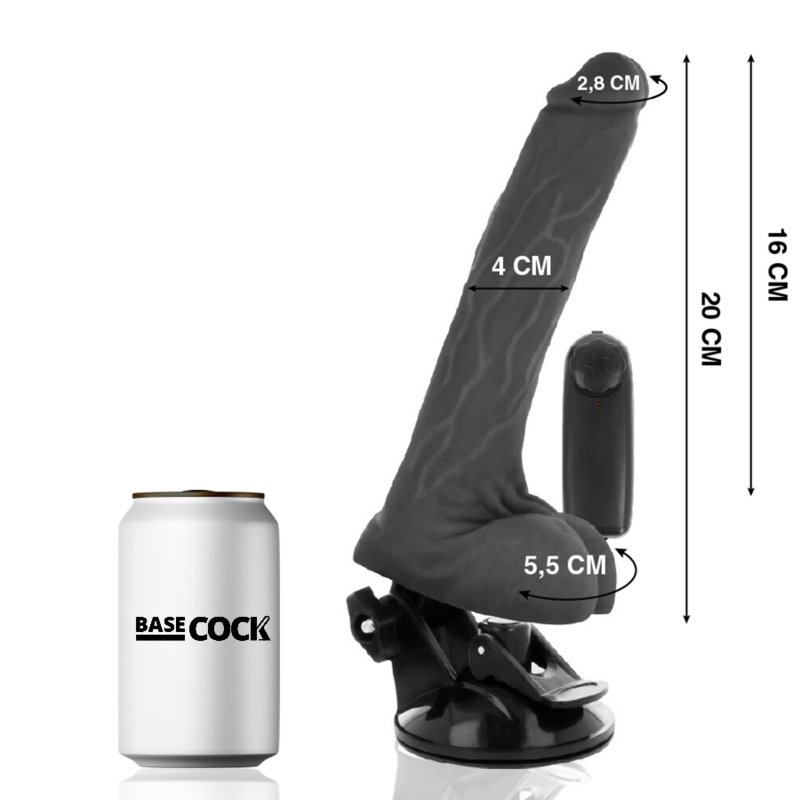 Realistic Black Vibrator With Testicles 20cm