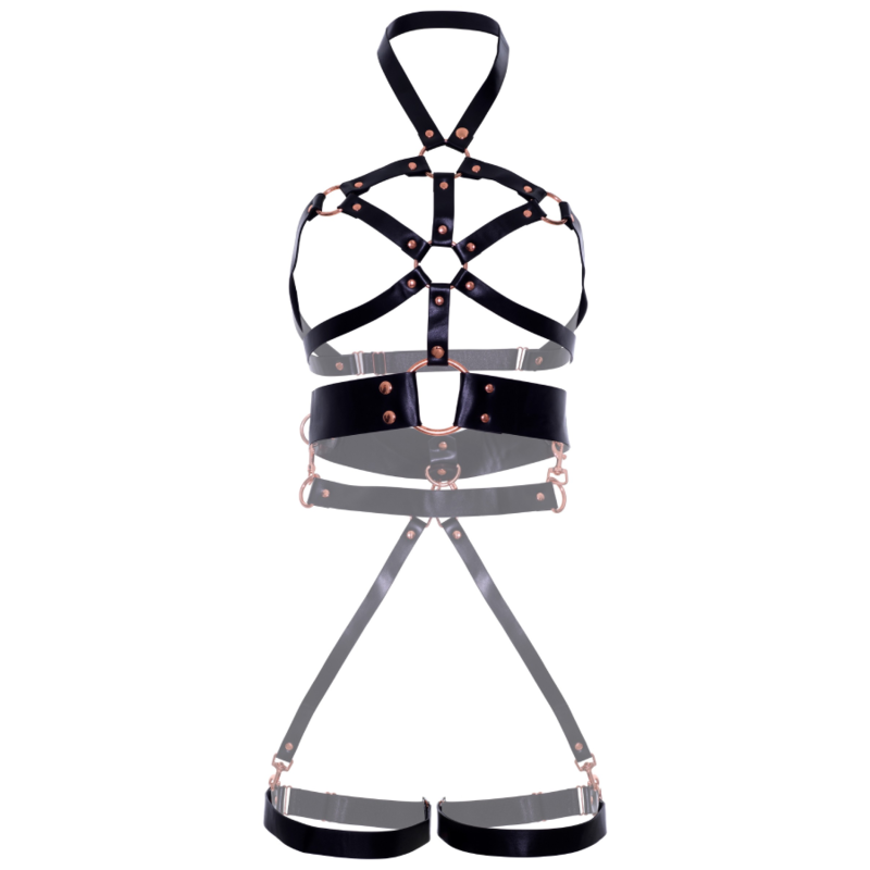 Black Vegan Leather Body Harness (S)