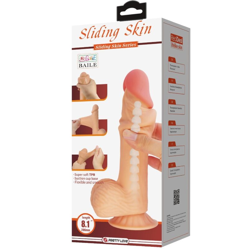 Realistic Sliding Skin Dildo with Suction Cup