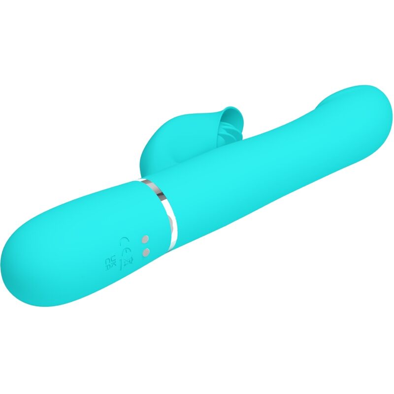 Vibrador Rabbit Verde Água com Pérolas