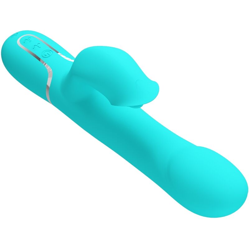 Vibrador Rabbit Verde Água com Pérolas
