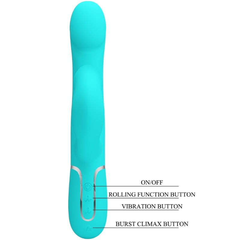 Vibrador Rabbit Verde Água com Pérolas