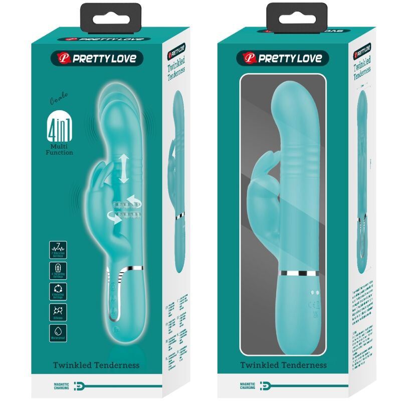 Coale Rabbit Vibrator with Pearls - Aqua