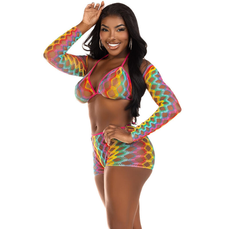 Seductive Three Piece Multicolor Lingerie Set