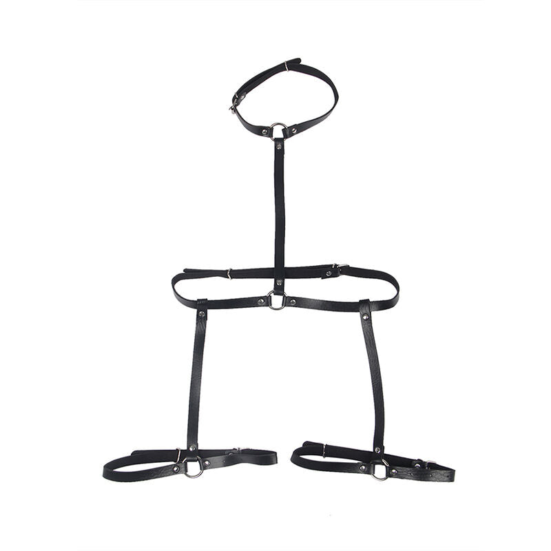 Alluring Black Leather Body Harness