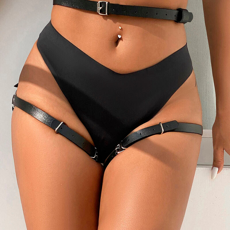 Black Leather Leg & Waist Harness
