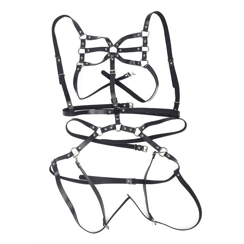 Adjustable Black Leather Body Harness