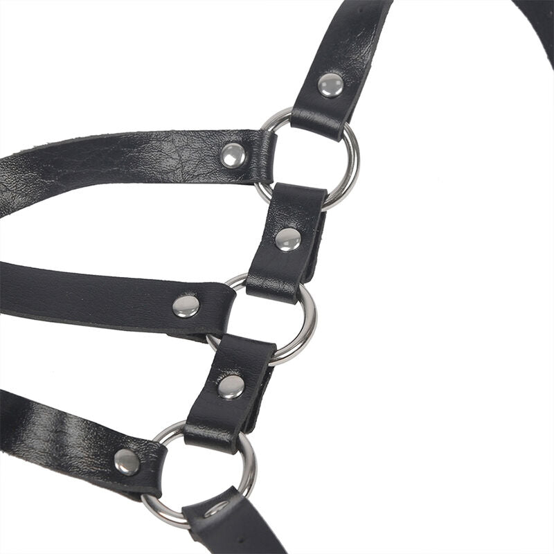 Adjustable Black Leather Body Harness