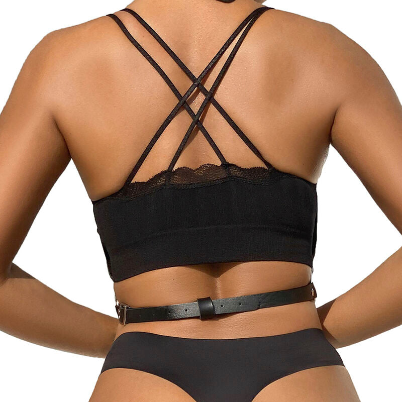 Black Leather Chest Harness with Chains