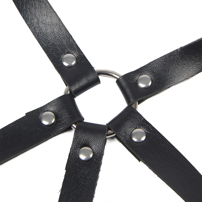 Black Leather Ring Chest Harness
