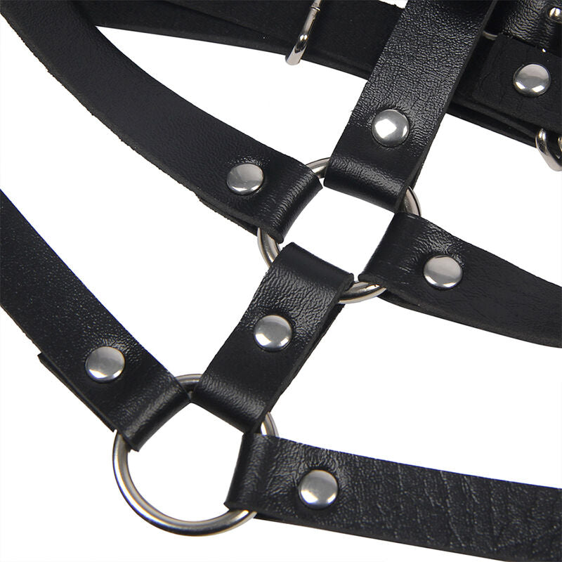 Black Leather Ring Chest Harness