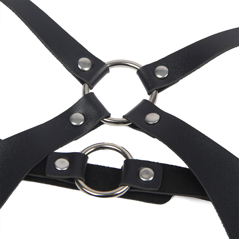 Seductive Body Harness with Leather Buckles