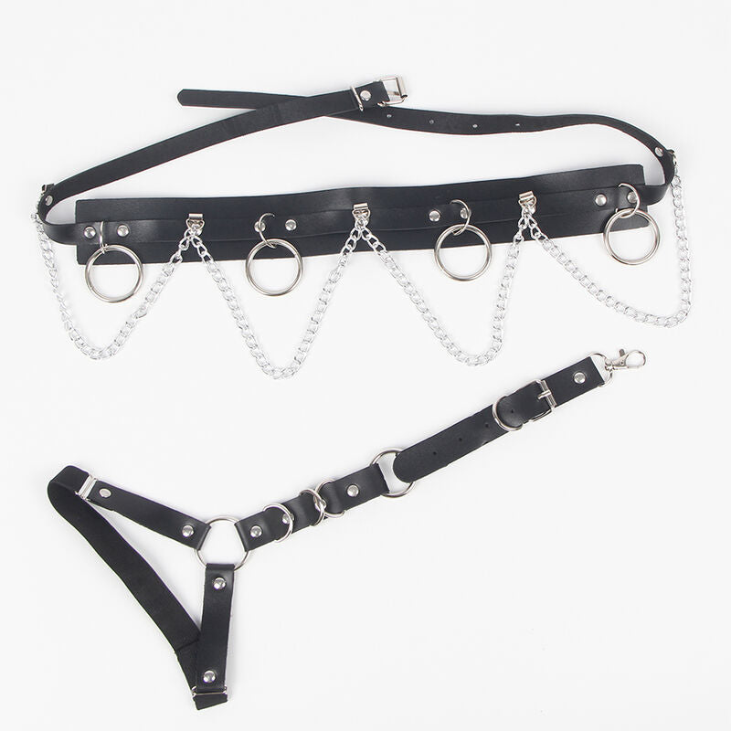 Belt & Garter Harness With Chain Detail