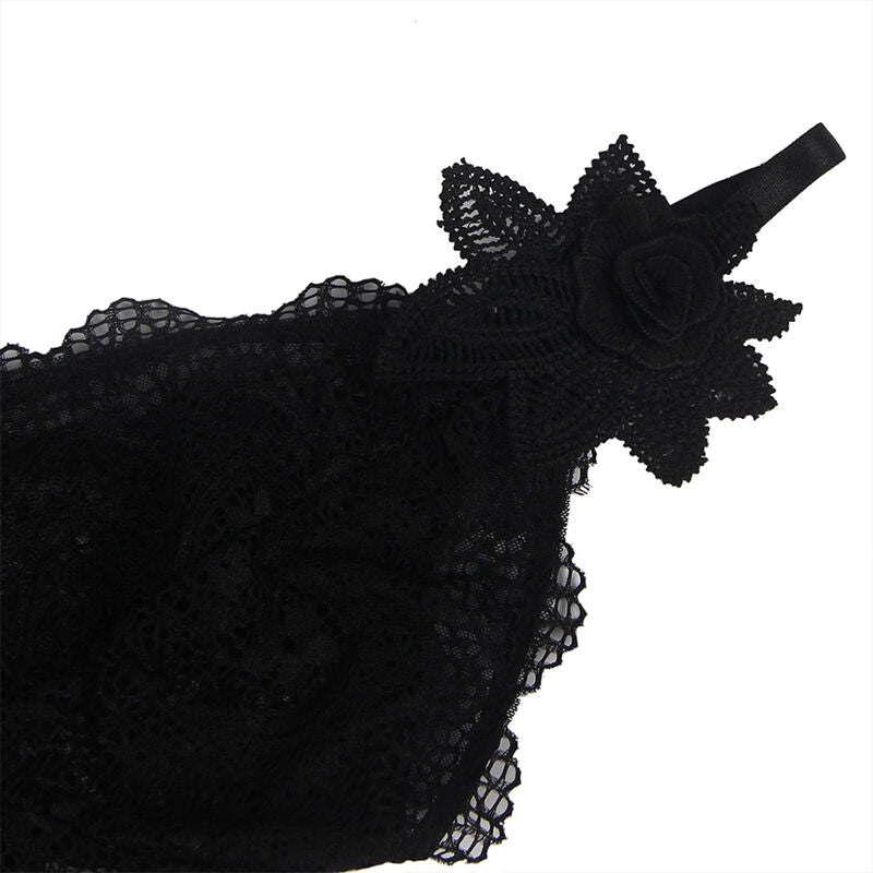 Babydoll de Tul y Encaje Floral en Negro