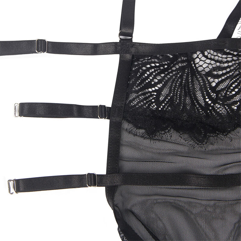 Elegant Black Lace Strap Babydoll S/M