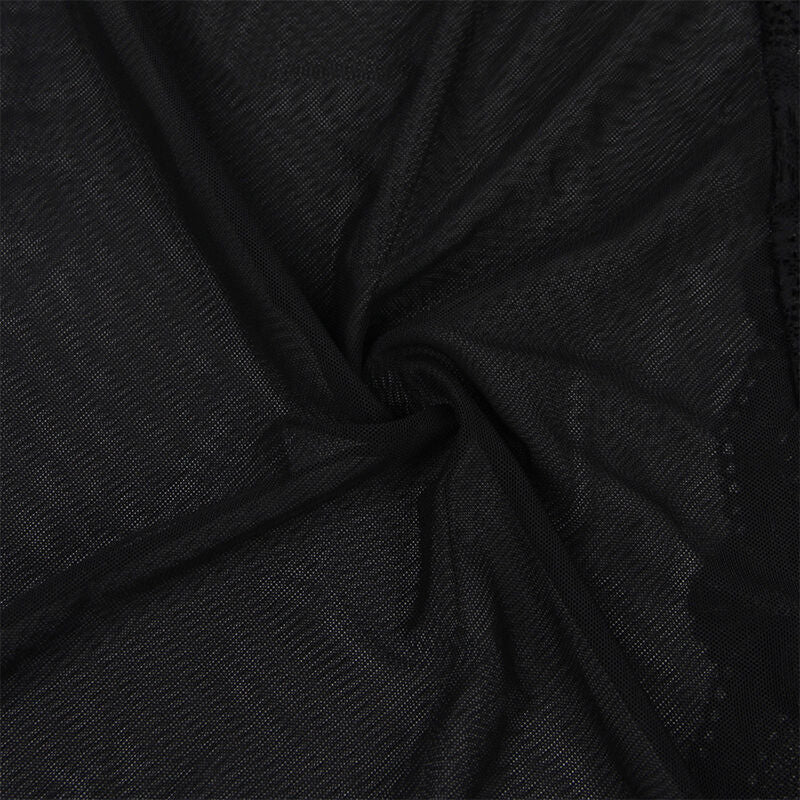 Sheer Lace-Trimmed Black Robe L/XL