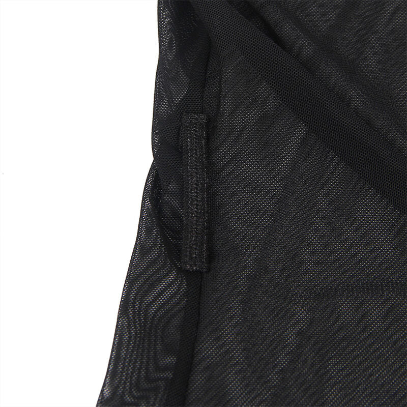 Sheer Lace-Trimmed Black Robe L/XL