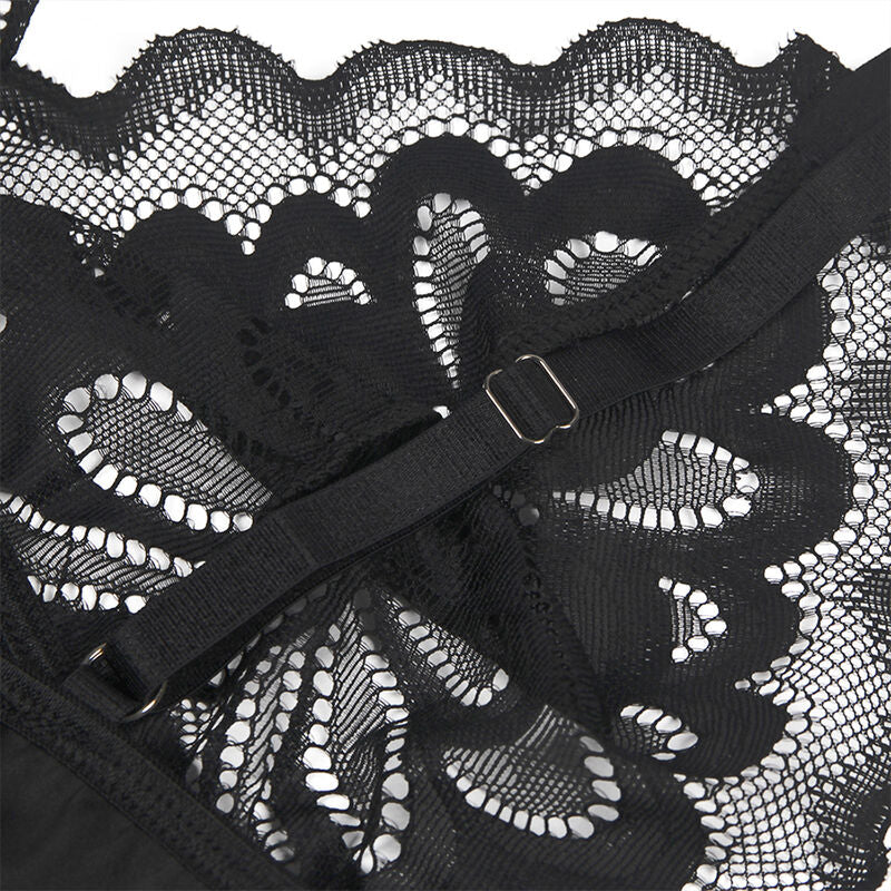 Babydoll Negro con Estampado Floral S/M