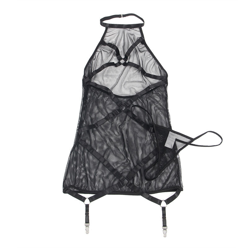 Transparent Halter Neck Black Lingerie Dress