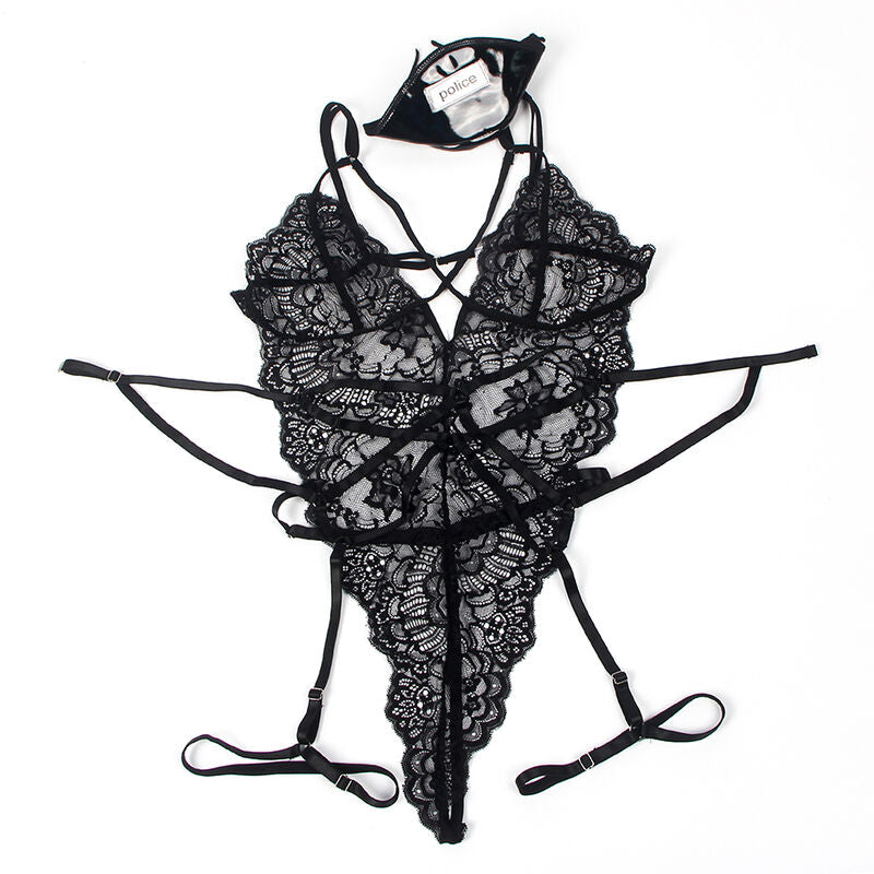 Black Lace Police Costume Body L/XL