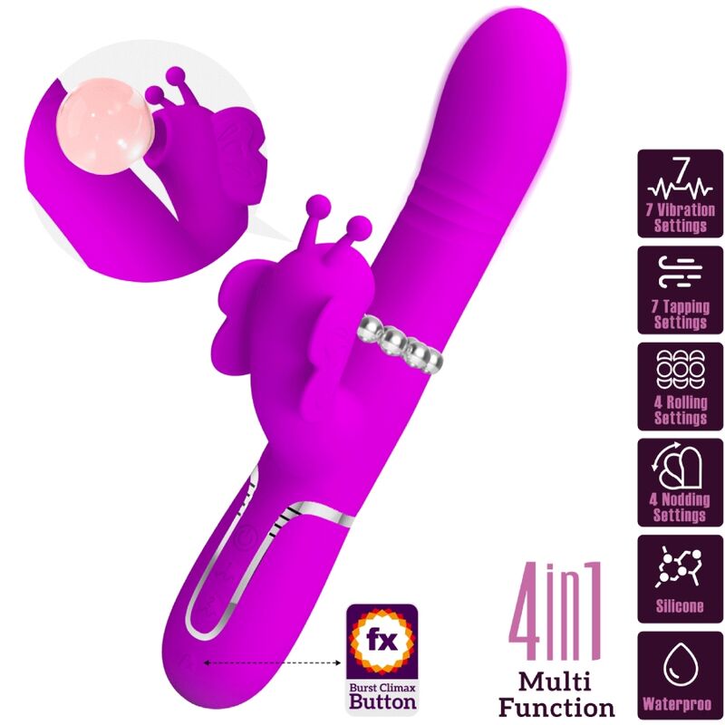 Fuchsia Butterfly 4-in-1 Rabbit Vibrator
