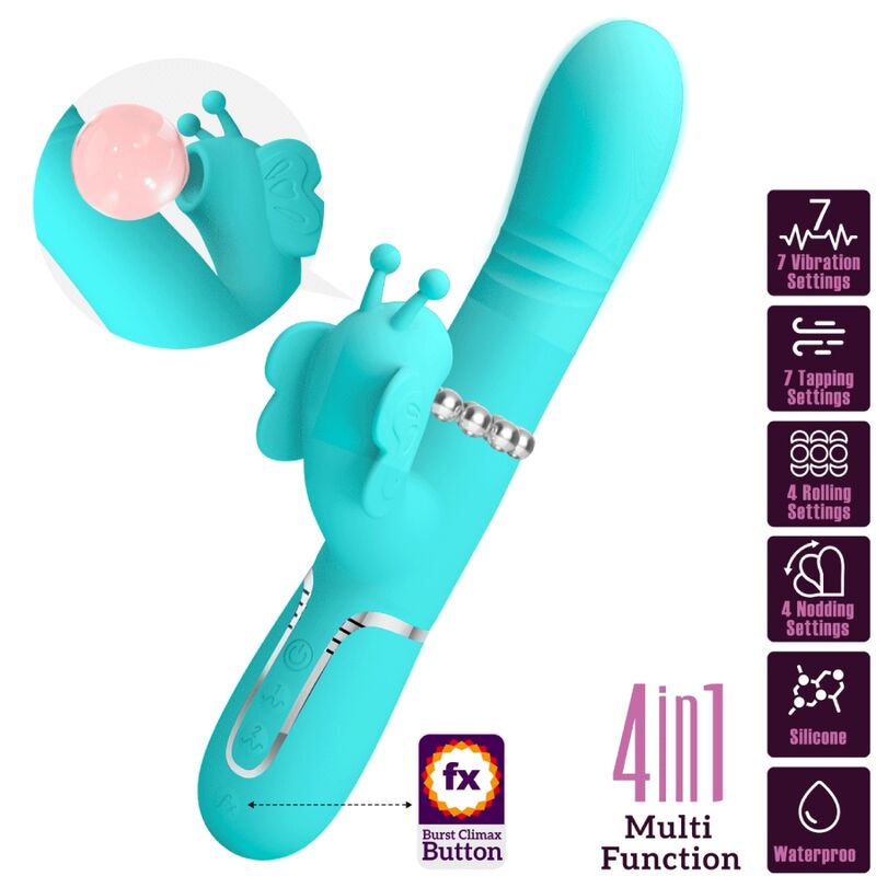 Vibrador Rabbit Aqua Verde 4 en 1