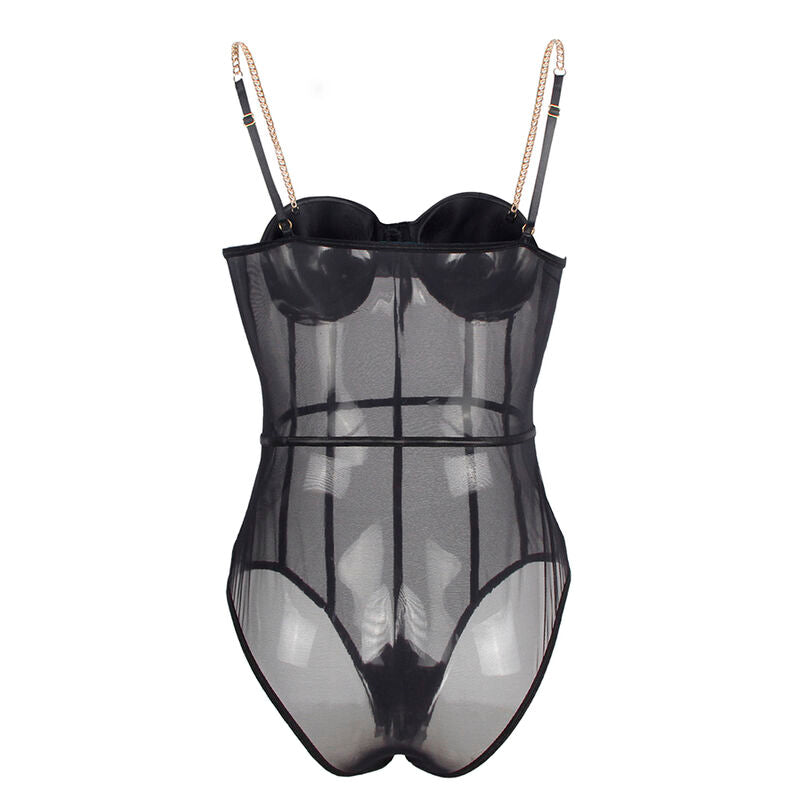 Black Chain Suspenders Bodysuit